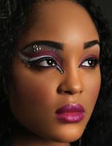 Model, wearing Red cherry<br> lashes