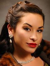 Model Jenna Bella, wearing Elise<br> Faux #079