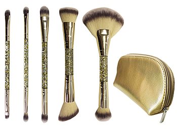 Miss Adoro Cupcake Gold Glitter 6 Piece Makeup Brush Set