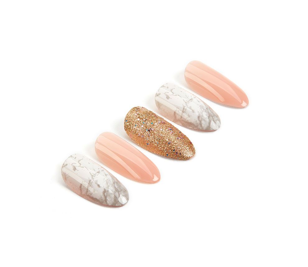 Ardell Nail Addict Premium Artificial Nail Set - Pink Marble & Gold