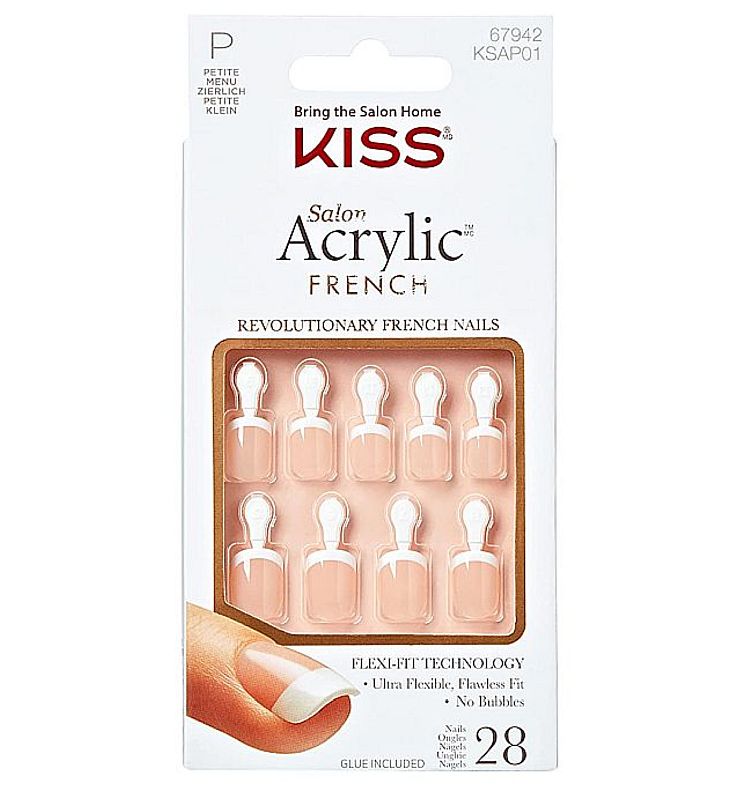 KISS Nails, Salon Acrylic French, Petite Length, Crush Hour (KSAP01)
